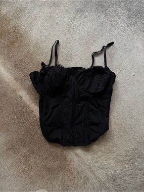 Garage Black Lace Bustier Top